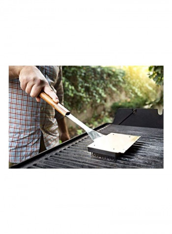 Grill Brush With Replaceable Bristle Silver/Brown 17x6x3.25inch