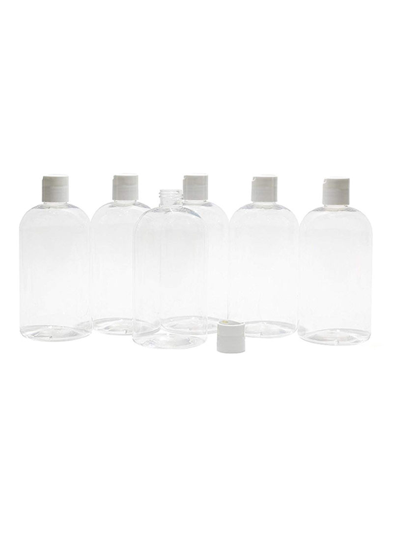 6-Piece Refillable Bottle With Labels Set Clear