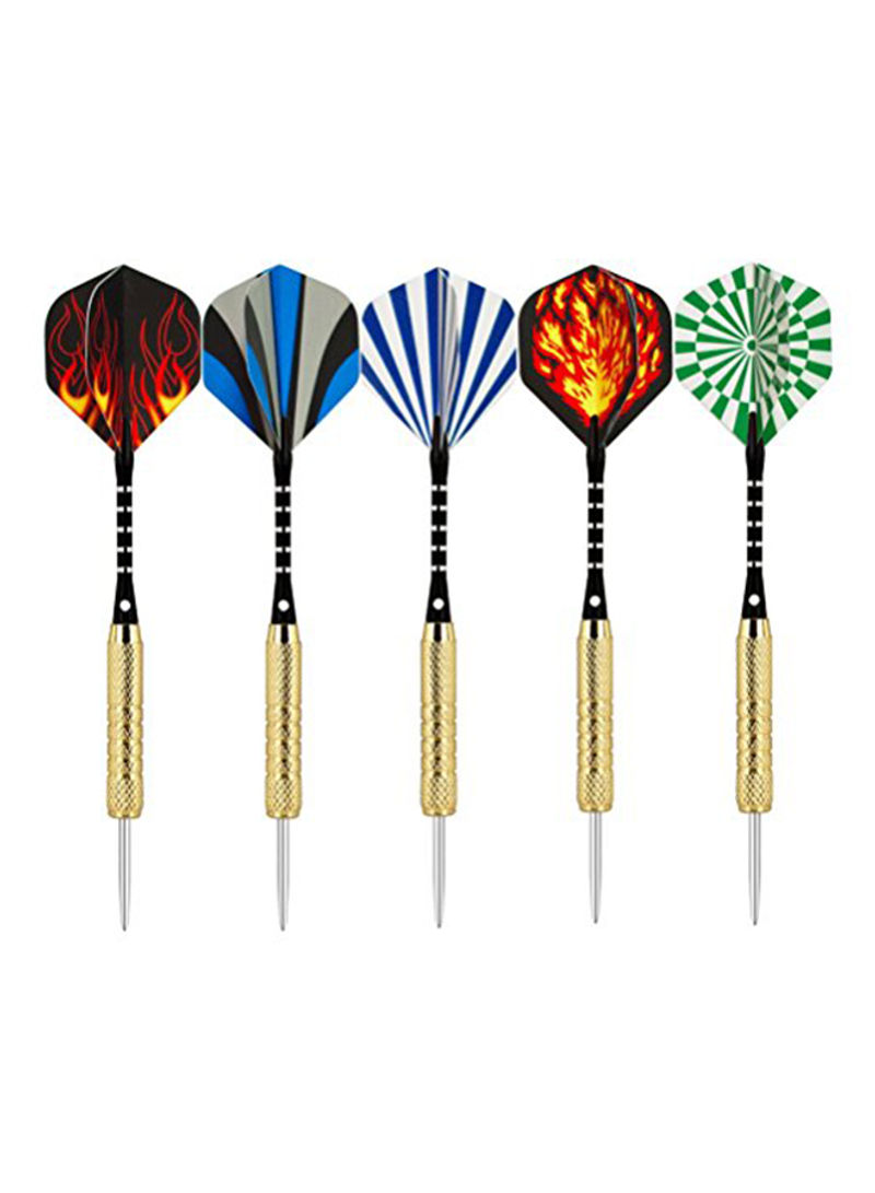 Pack Of 5 Steel Tip Darts With Shaft And 5 Style Flight Plus Dart Sharpener