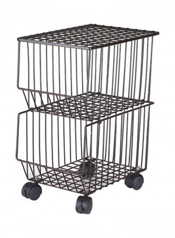 2 Layer Foods and Vegetable Storage Trolley Grey 42.00 x 27.80 x 30.00cm