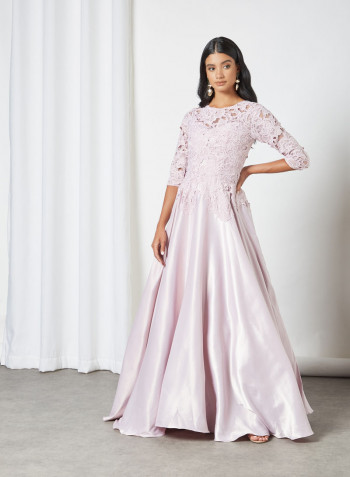 Lace Overlay Dress Pink