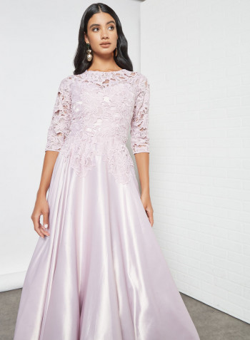 Lace Overlay Dress Pink