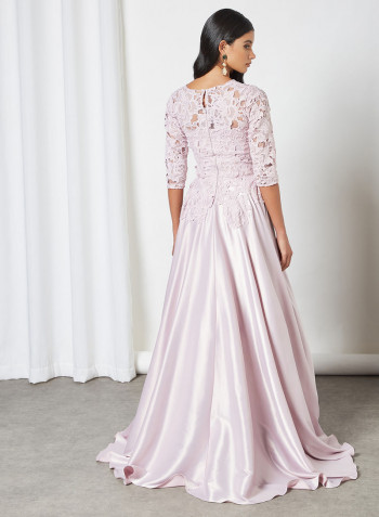 Lace Overlay Dress Pink