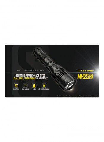 MH25S 1800 Lumen Rechargeable Flashlight Black 156.9millimeter