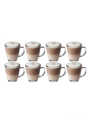 Set Of 8  Latte Glass Cup Clear 350millimeter