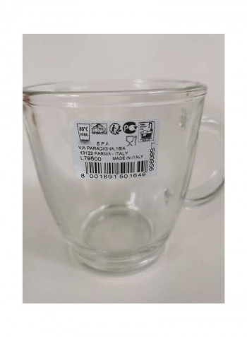 Set Of 8  Latte Glass Cup Clear 350millimeter
