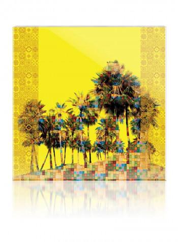 Clarus Edition Palm Oasis Fair And Square Wall Art Yellow/Gold 50x50centimeter