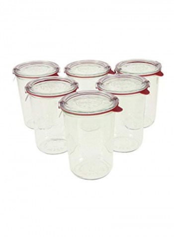 6-Piece Mould Jar With Lid Clear/Red 13.296.6inch