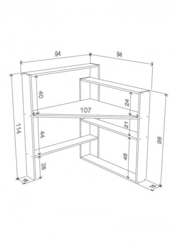 Pisagor Corner Computer And Gaming Desk White 94 x 94 x 114cm