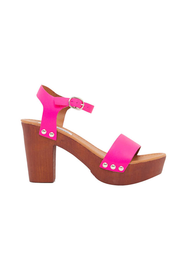 Fashionable Block Heel Sandals Brown/Pink