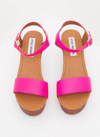 Fashionable Block Heel Sandals Brown/Pink