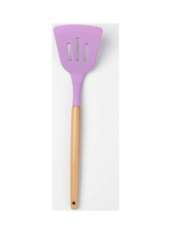 12-Piece Silicone Wooden Handle Kitchen Utensil Set With Holder Purple/Brown One Size