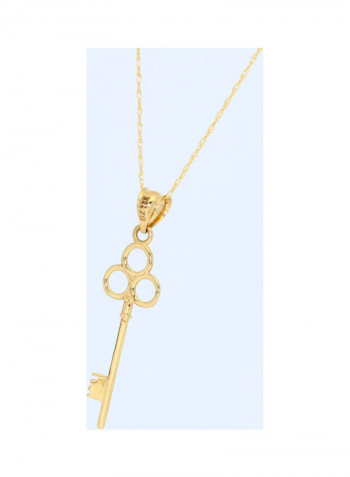 Real Gold Circle Key Necklace Rose Gold