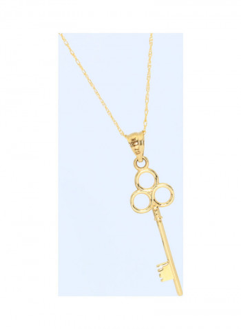 Real Gold Circle Key Necklace Rose Gold