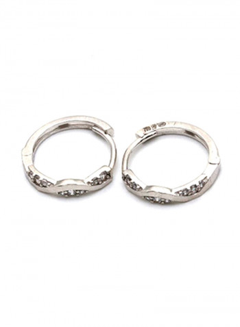 18k Gold Round Stone Earring Set