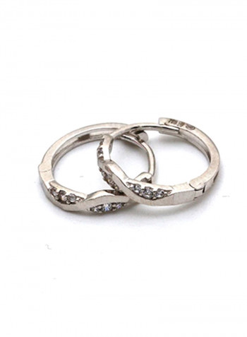 18k Gold Round Stone Earring Set