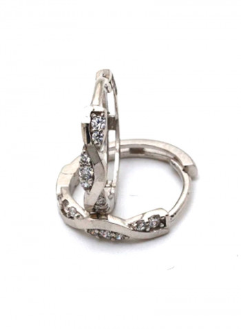18k Gold Round Stone Earring Set