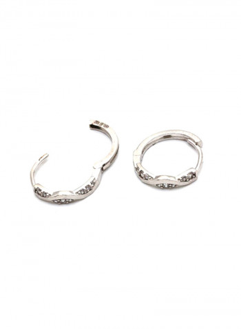 18k Gold Round Stone Earring Set