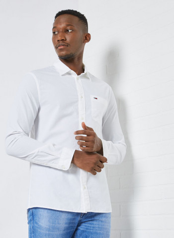 Flag Patch Pocket Shirt White