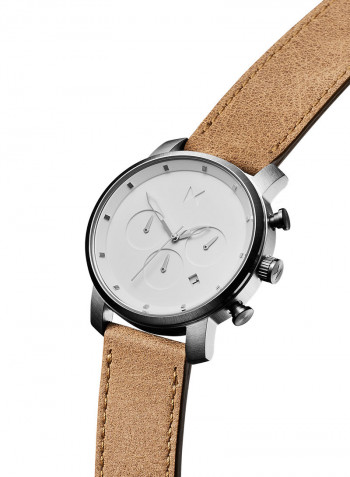 Men's Chrono Leather Strap Watch