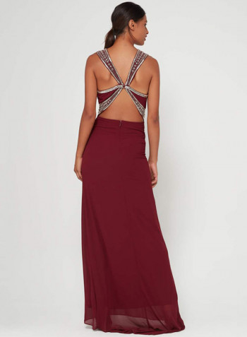 Akira Embellished Dress Burgundy