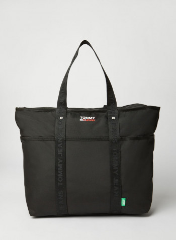 Campus Webbing Strap Tote Bag Black