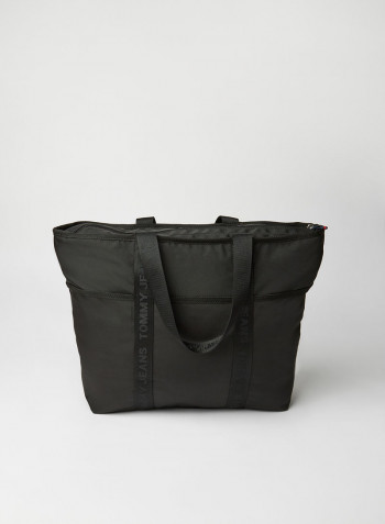 Campus Webbing Strap Tote Bag Black