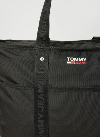 Campus Webbing Strap Tote Bag Black