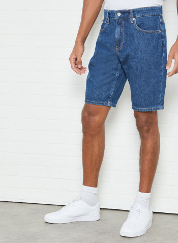 Regular Fit Denim Shorts Blue