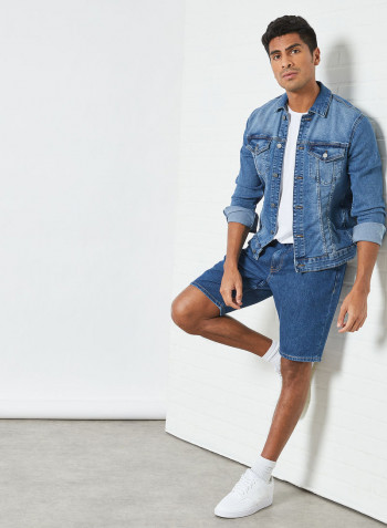 Regular Fit Denim Shorts Blue