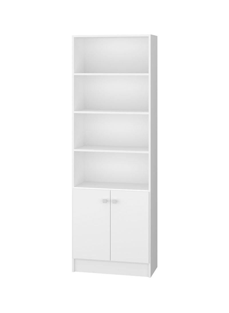 2-Door Bookcase With 4-Shelves White