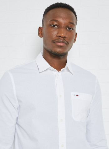 Flag Patch Pocket Shirt White