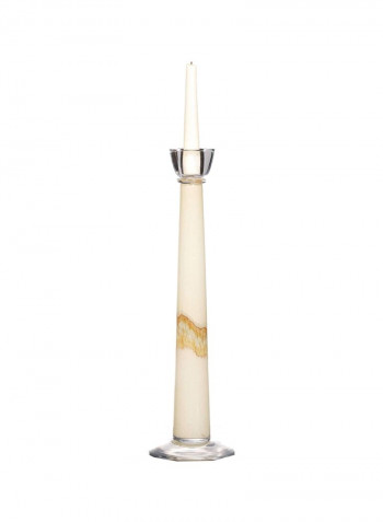 2-Piece Glass Candle Holder Set White