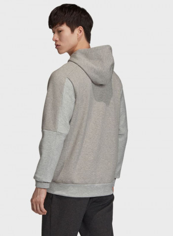 Logo Graphic Hooded Zip Through Medium Grey Heather