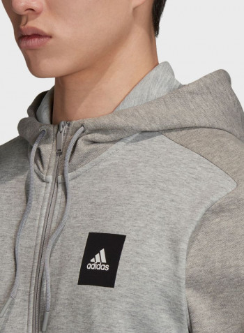 Logo Graphic Hooded Zip Through Medium Grey Heather