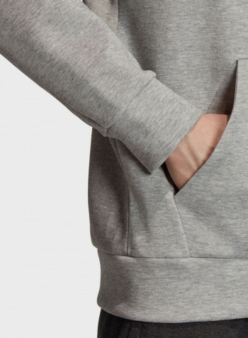 Logo Graphic Hooded Zip Through Medium Grey Heather