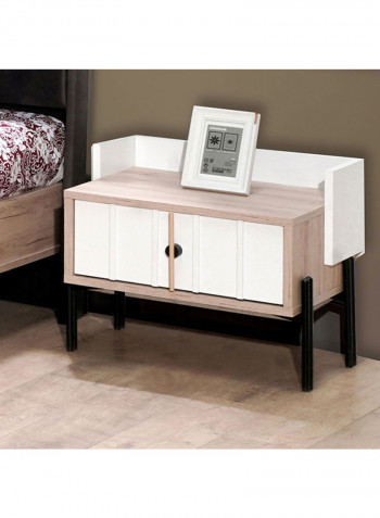 Portland 1-Drawer Nightstand White/Beige 54x47x47cm