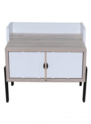 Portland 1-Drawer Nightstand White/Beige 54x47x47cm