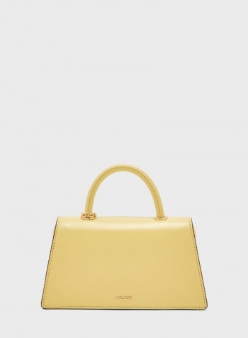 Round Handle Satchel With Coin Purse Yellow