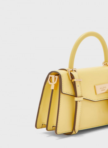 Round Handle Satchel With Coin Purse Yellow