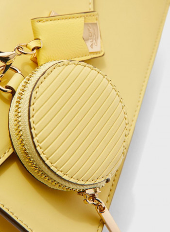 Round Handle Satchel With Coin Purse Yellow