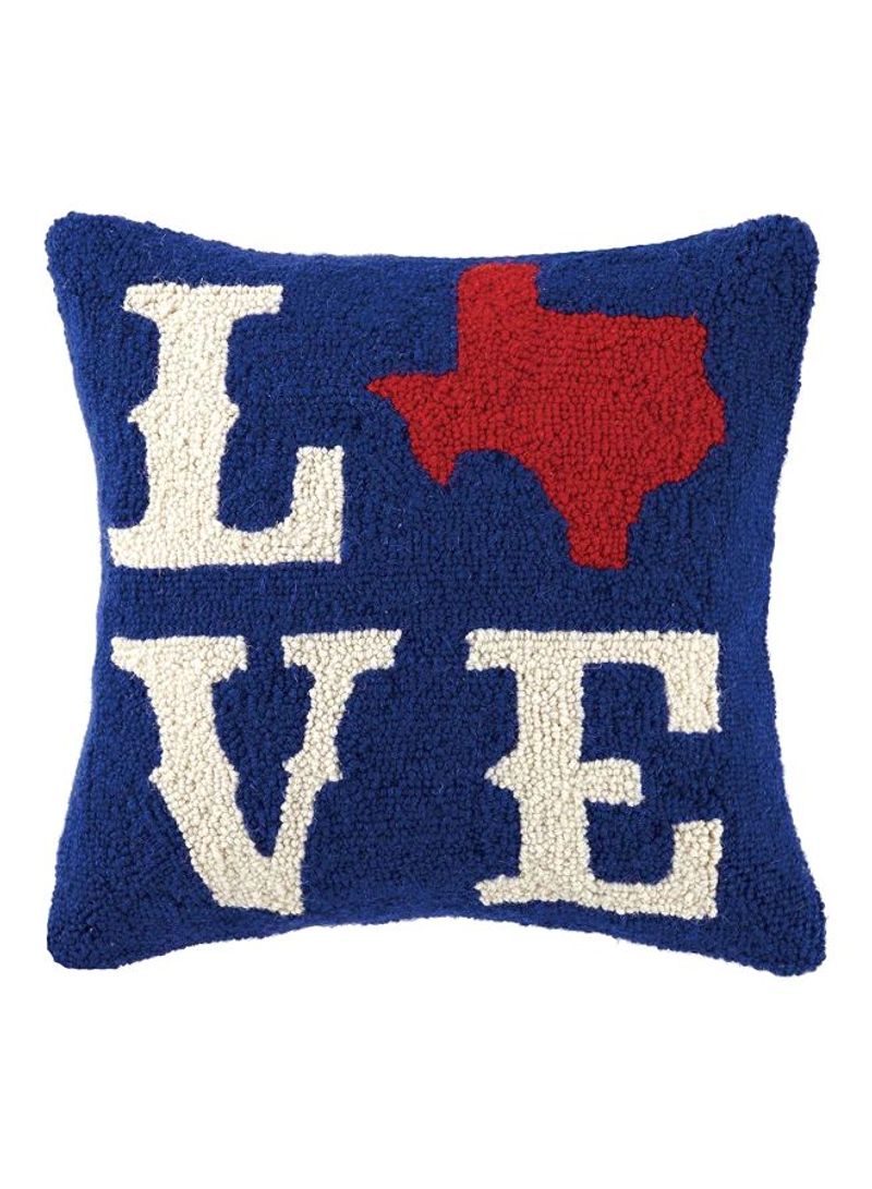 Texas Love Printed Pillow Blue/White/Red 16x5x16inch