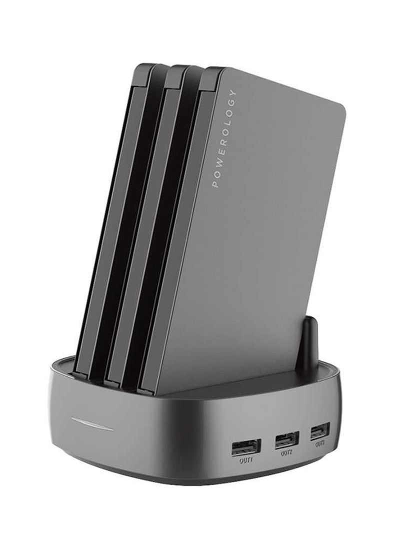 3-In-1 Power Station with Built-In Cable 8000mAh Black/Grey