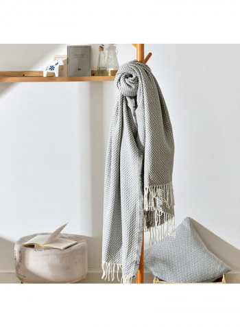 Modern Graceful Tassel Cozy Knitted Blanket Polyester Grey 130x200centimeter