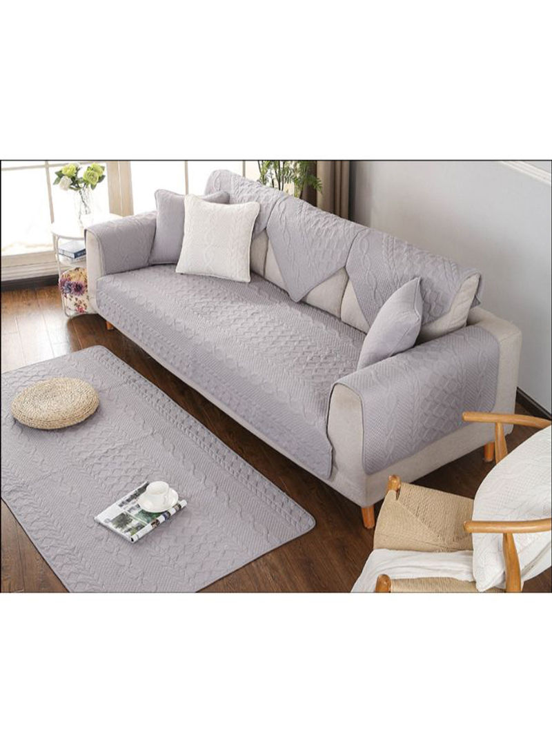 Simple Washable Sofa Slipcover With Cushion Cover Grey/White