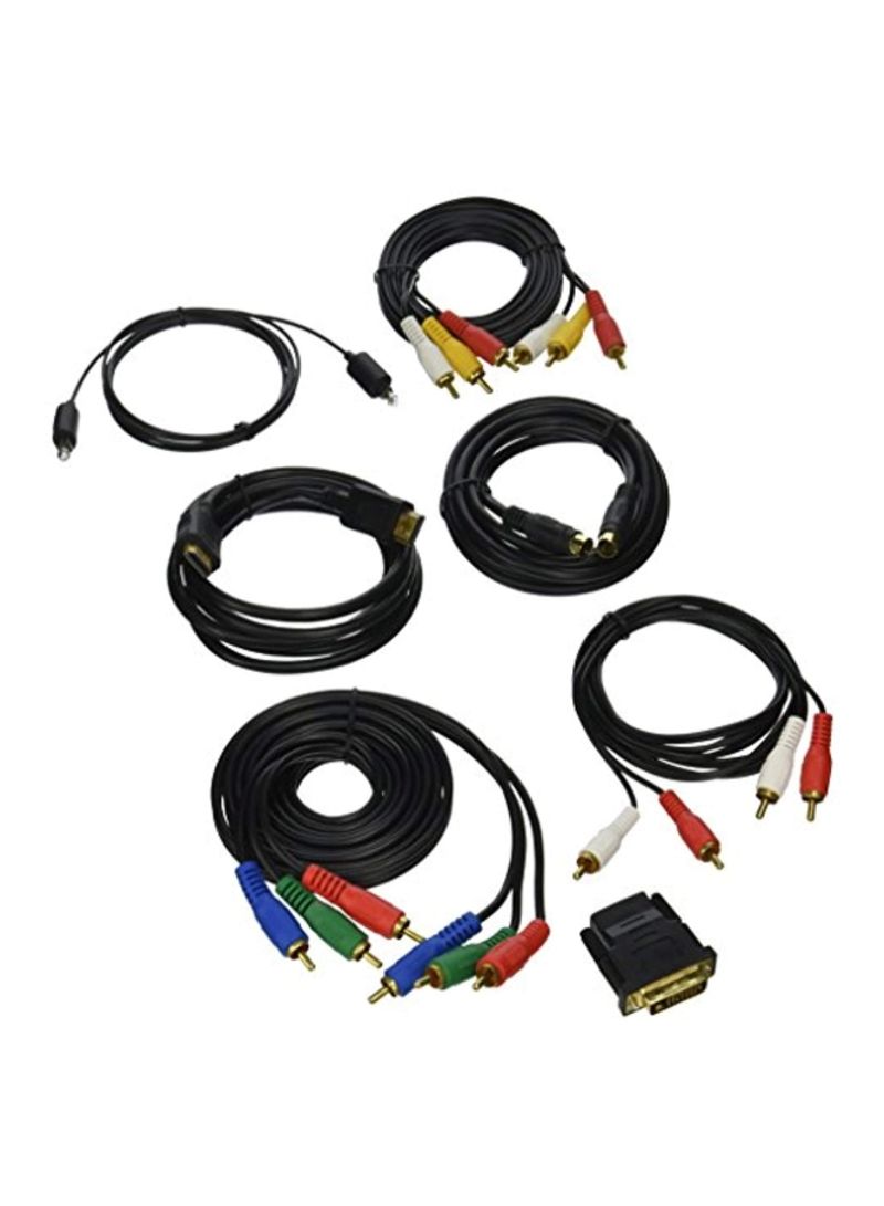 7-Piece HDTV Audio System Cable Connection Set Black/Red/Yellow