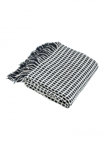 Plaid Pattern Warm Knitting Blanket Polyester Grey 130x170centimeter