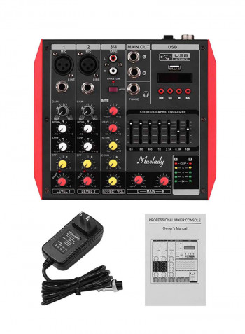 6-Channel Mixing Console With Built-In 48V Phantom Power Supports VM1047 Black/Red