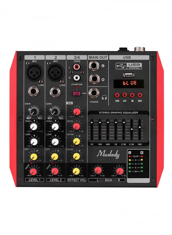 6-Channel Mixing Console With Built-In 48V Phantom Power Supports VM1047 Black/Red