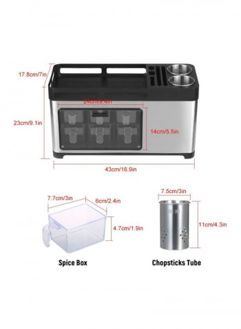 Kitchen Spice Storage Rack With Seasoning Jars silver 47×22.50×27cm
